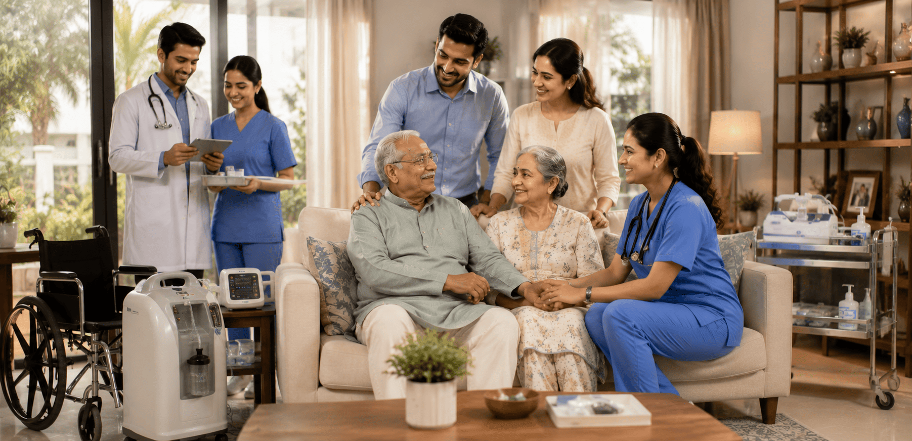 Caregiver holding a patient’s hands in a gesture of support