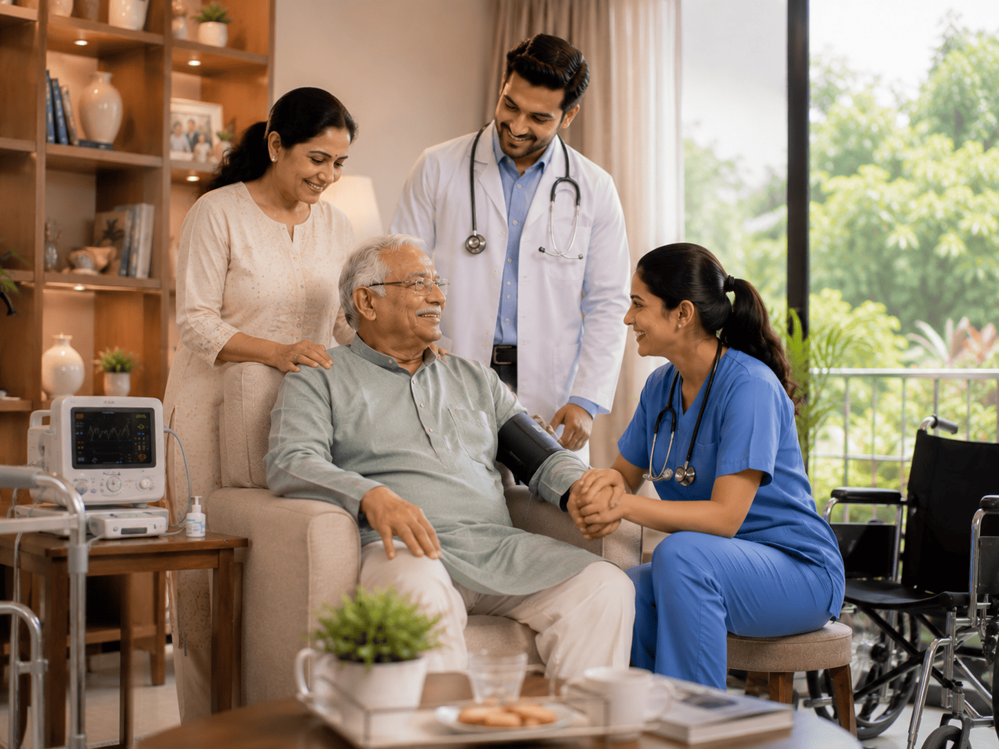 Medical experts reviewing patient data on monitors