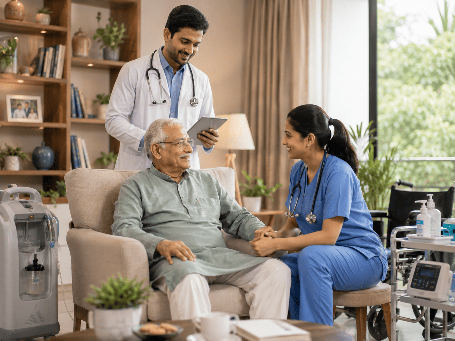 Doctor attentively caring for a patient at the bedside